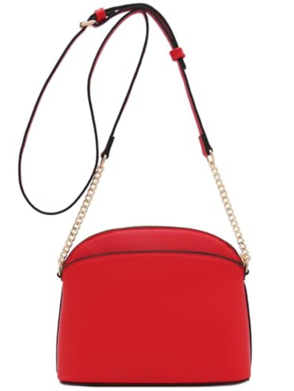 Faux Leather Small Dome Crossbody Bag with Chain Strap - Picture 6 of 7